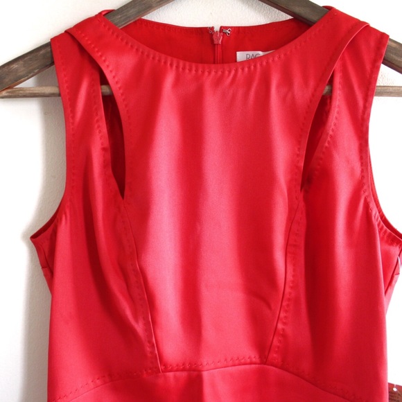 Rachel Roy NWT Geranium Red Silk Effect Sheen Sheath Dress 2 - Picture 2 of 9